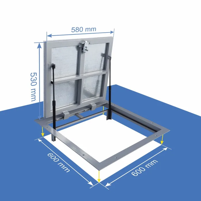 60 × 60 - Põrandaluuk plaatide alla Alumiinium