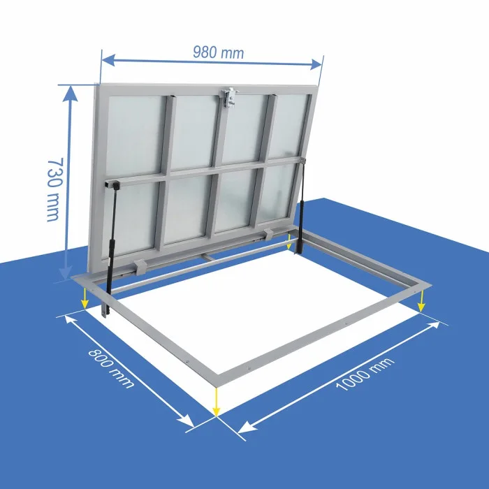 80 × 100P - Põrandaluuk plaatide alla Alumiinium