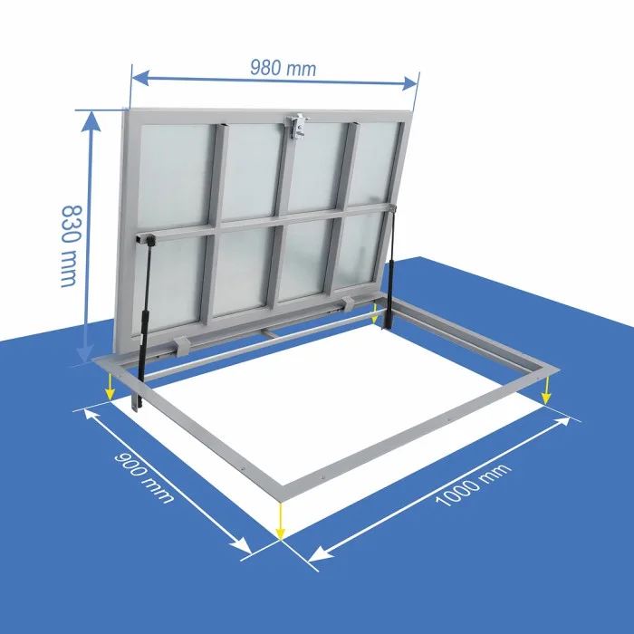 90 × 100P - Põrandaluuk plaatide alla Alumiinium
