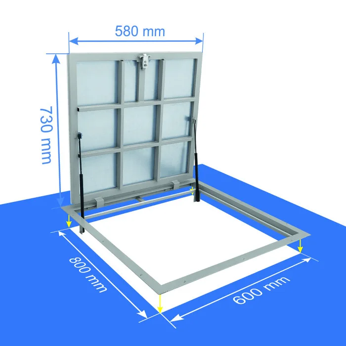 80 × 60P - Põrandaluuk plaatide alla Alumiinium